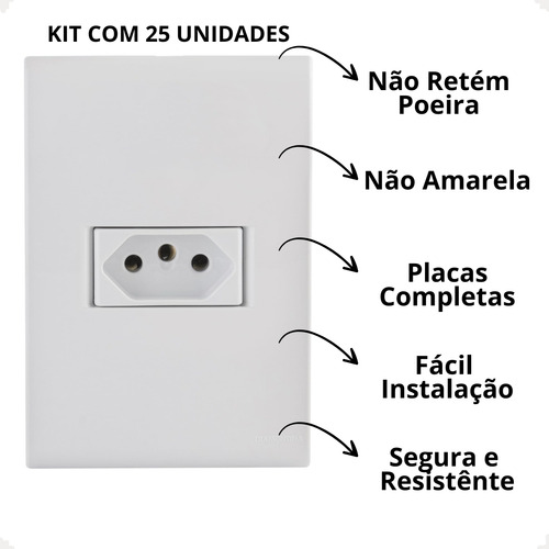 Kit 25 Tomada 2p+t 10a Liz 4x2 Embutir Simples Tramontina