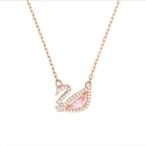 Comprar Collar De Cisne Con Diamantes En Oro Rosa Y Cadena De Hueso