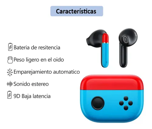 Aud fonos Bluetooth Gamer Switch F2 Tws 5 Mario Bross Ni os
