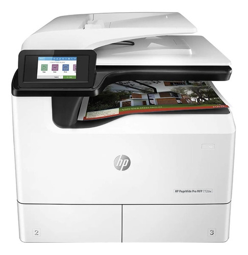 Impresora a color multifunción HP PageWide Pro 772DW con wifi blanca y negra 100V/240V