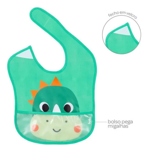 Babador Infantil Bebês Zoo Animais Com Bolso Impermeável