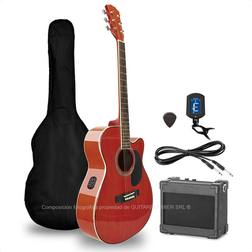 Guitarra Electroacustica Eq Afinador Amplificador Funda Pua