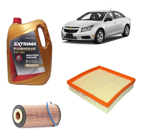 Kit 2 Filtros Chevrolet Cruze 1.8 Aceite 5w30 Sintetico 4lts