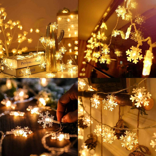 Luces Navidenas Cesof, Cadena De Copos De Nieve Led De 20...