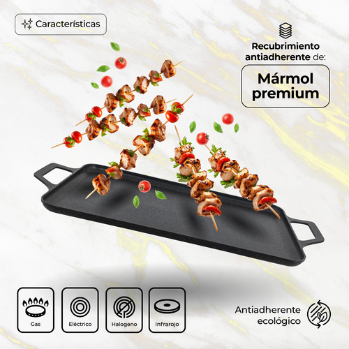 Comal Rectangular De Mármol Con Agarradera De Metal