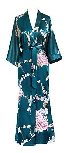 Bata Kimono Larga De Satén Para Mujer Kim+ono - Floral