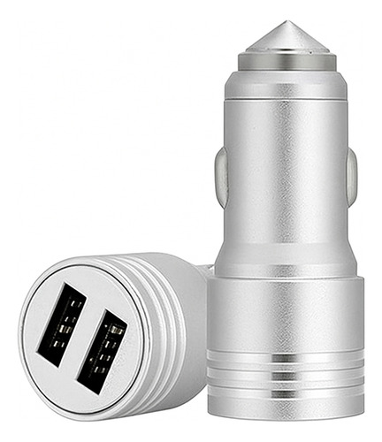 Cargador De Auto Con 2 Puertos Usb Plug In Color Plata (clicuc)