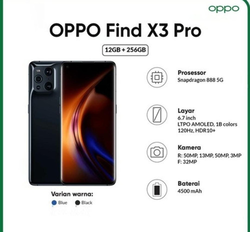 Oppo Find X3 Pro Dual Sim 256 Gb Gloss Black 12 Gb Ram