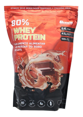Whey Protein Growth 1kg Proteina Sabor Chocolate C/ Amendoim Sabor Chocolate Com Amendoim