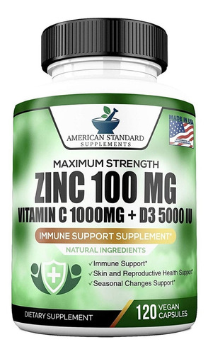 Zinc Con Vitamina C Y D3 120cp - Unidad a $1866