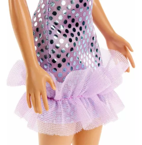 Boneca Barbie Loira Vestido Glamoroso Lilás Glitter Mattel - Roxo