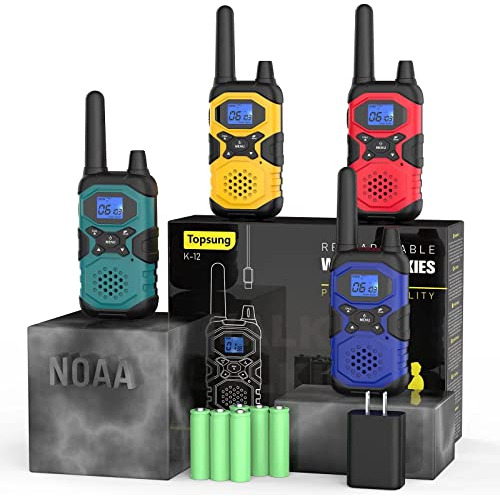 Radios Recargables De 4 Paquetes Walkie Talkies Adultos...