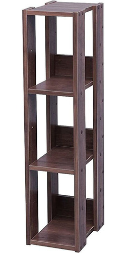 Iris Usa Rack 3-shelf Open Wood Shelving Unit, Slim, Dark Oa