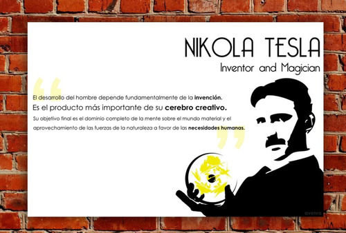 Vinilo Decorativo 50x75cm Frase Nicola Tesla Genio