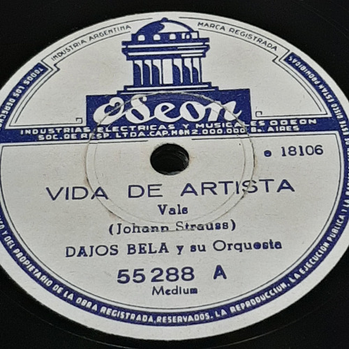 Pasta Dajos Bela Y Su Orquesta Odeon C308