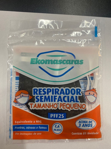 Imagem 4 de 6 de Mascara Pff2 Infantil Preta Infantil Ekomascaras Ca 46033