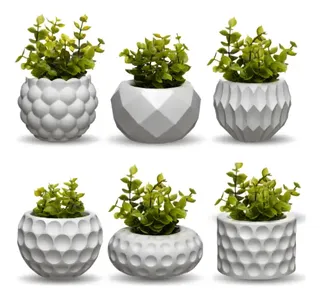Kit 6 Vasos Decorativos Com Planta Artificial