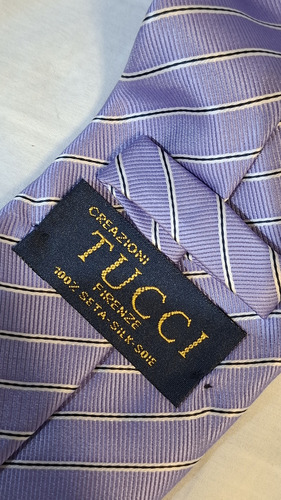 Corbata Rayada Violeta Seda Diseño Italiano Tucci Firenze Diseño De La Tela Rayas Largo 1
