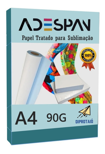 500un Papel Transfer Sublimático 90gr A4 Adespan