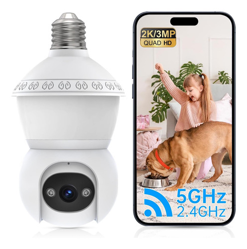 Câmera De Segurança Wifi Em Formato De Lâmpada, Discreta