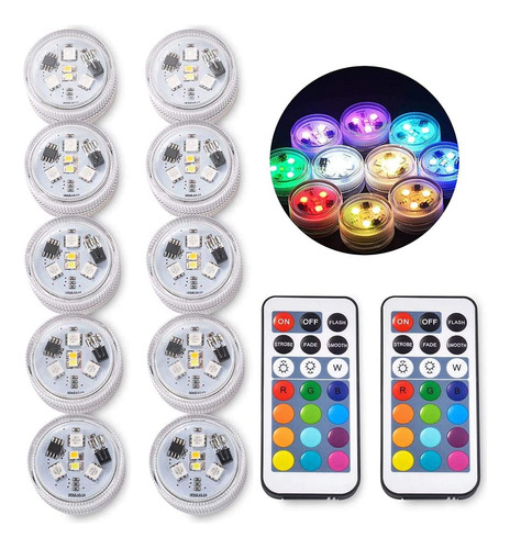 10 Luces Led Sumergibles, Luces Subacuticas Impermeables, Lu