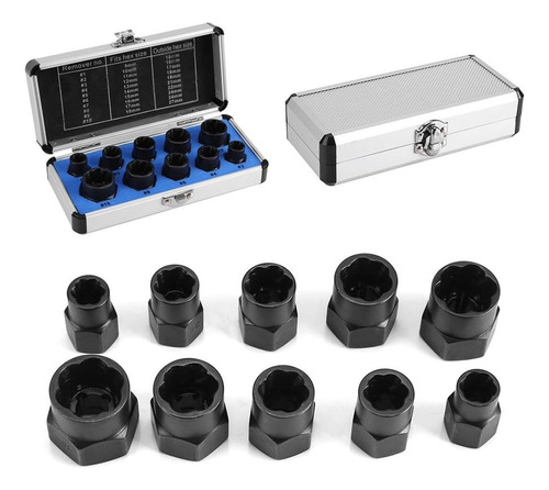 10 Pcs Nut Remover  Drive Socket 9   19 Mm Remover Set D