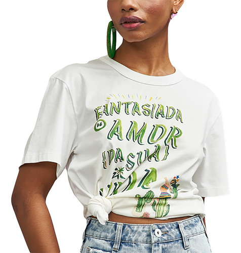Camiseta Colcci Boy Off Shell Feminino