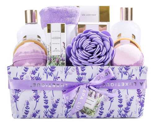 Canasta De Regalo De Spa, Spa Luxetique Lavender Spa Spa Kit