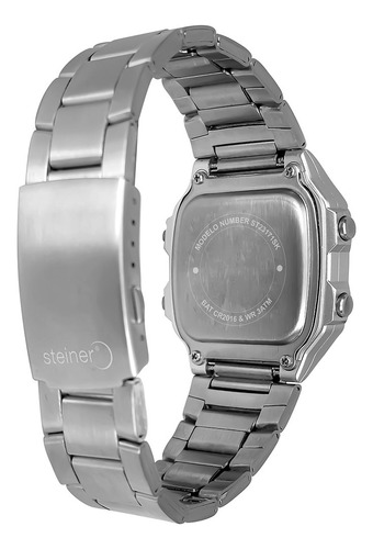 Reloj Digital De Caballero Steiner Con Cronógrafo 3atm Acero