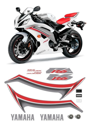 Kit Adesivos Yamaha Yzf R6 2009 Branca + Etiqueta Completo