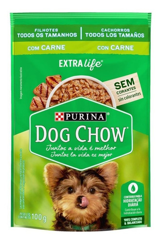 Dog Chow Ração Úmida P Cães Filh Carne Ao Molho 100g