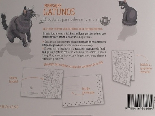 Libro Para Colorear Con Postales De Gato Hojas Gruesas