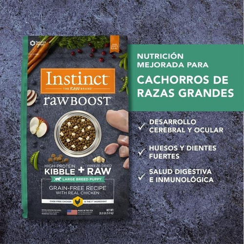 Imagen 5 de 6 de Croquetas Instinct Raw Boost Cachorros Razas Grandes 9.07 Kg