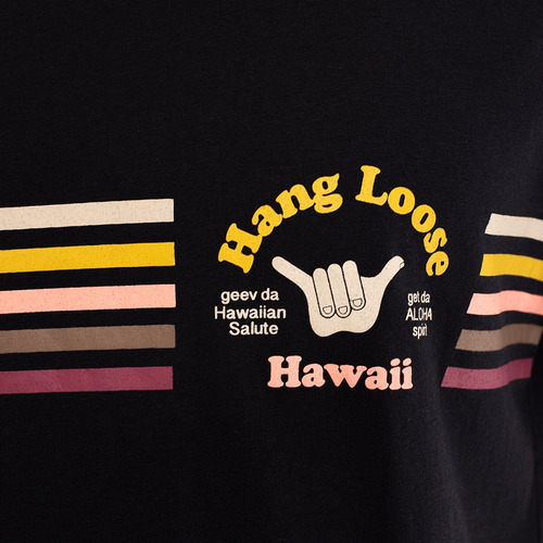 Imagen 4 de 7 de Polera Manga Corta Hombre Hang Loose Hawaii Franjas Negro