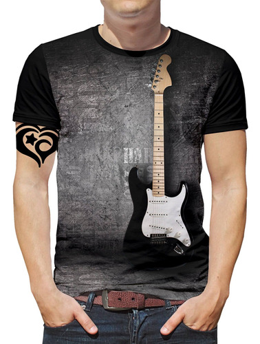 Camiseta Rock Plus Size Guitarra Moto Caveira Masculina Est1