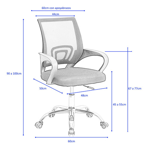 Imagen 2 de 4 de Sillon Ejecutivo Marca Rd Royal Design Silla De Oficina Pc Escritorio Regulable Negro