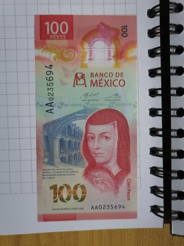 Billete De $100 Pesos De Sor Juana Serie Aa