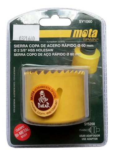 Sierra Copa De Acero Rápido Bimetalica 60mm Mota Sy1060