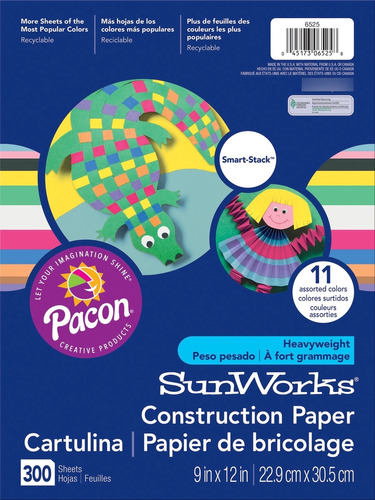 Sunworks Smart-stack Papel Construccion 9  X 12  11 Color