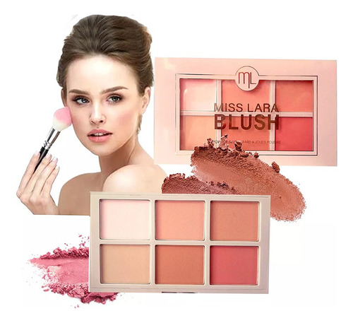 Paleta  De  6 Rubores En Polvo Blush Natural - By Miss Lara 