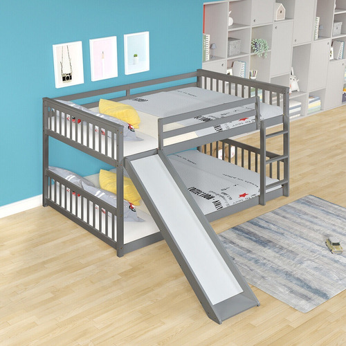 Litera Completa Con Tobogán De Dormitorio Para Niños Gris