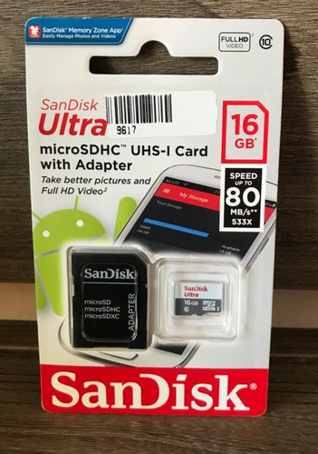 Cartão De Memória 16 Gb Microsdhc Uhs-i Sandisk Ultra