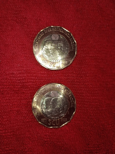 2 Monedas De $ 20.00 Centenario De La Revolución, 3 Caras...