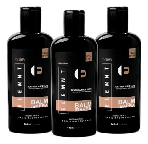 Kit 3x Balm Para Barba Hidratante Profissional 140ml Element