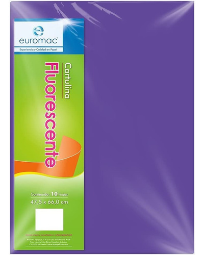 Cartulina Euromac Fluorescente Morado 47.5x66 C/10 Ef003 /vc Color Morado Fluorescente