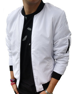 Chaqueta Chamarra Piloto O Bomber Impermeable Blanca