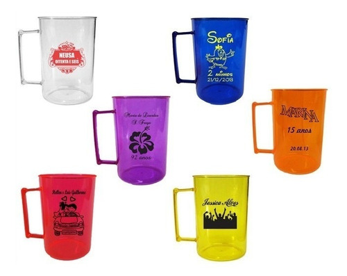 Caneca Personalizada Acrílico Kit 100 Un Menor Preço 400ml