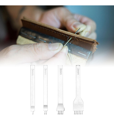 4x Herramientas Para Artesanía En Cuero, Perforadoras 3 Mm