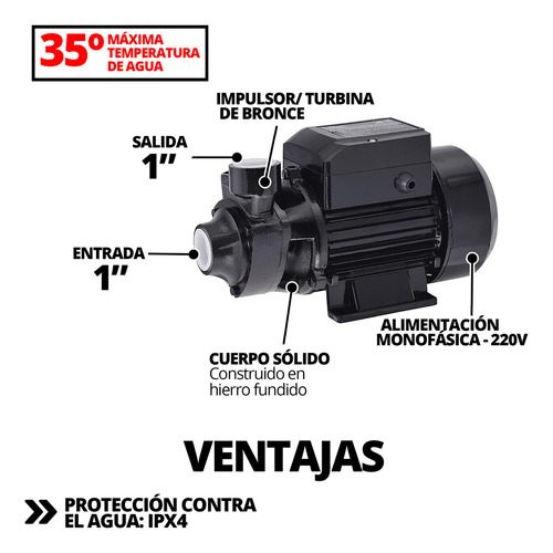 Bomba Elevadora Agua Inteligente 1/2hp Hasta 35m Monofásica Color Negro Frecuencia 50 Hz