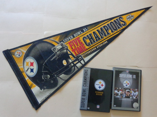 Nfl Banderin Y Dvd´s Super Tazón Pittsburgh Steelers